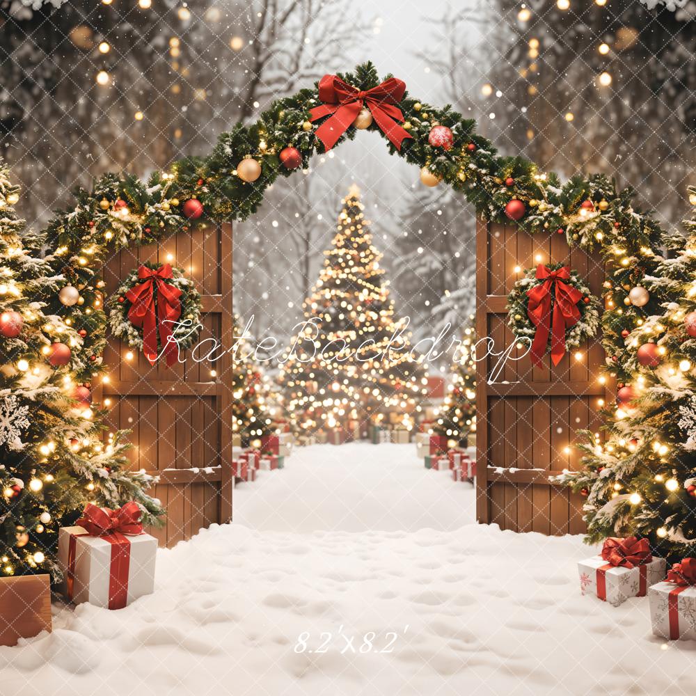 Kate Weihnachten Tor Tannenbaum Schnee Hintergrund Entworfen von Emetselch - Kate Backdrop.de