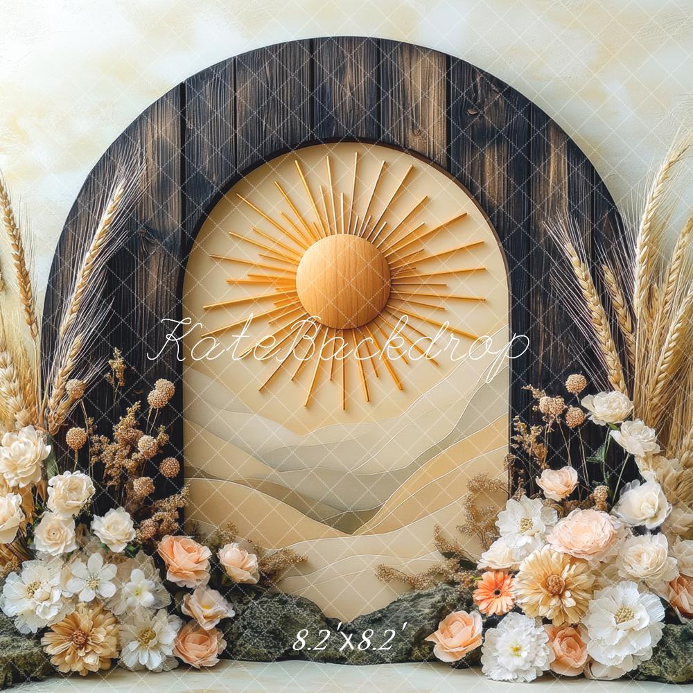 Kate Boho Bogen Sonne Trockenblumen Hintergrund Entworfen von Mini MakeBelieve - Kate Backdrop.de