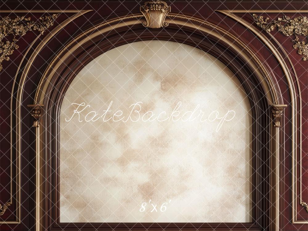 Kate Vintage Bogen Goldverzierung Rot Hintergrund Entworfen von Mini MakeBelieve