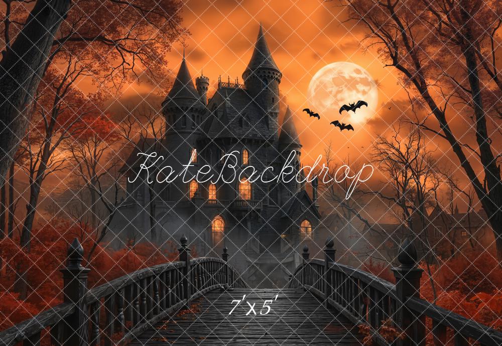 Kate Halloween Schloss Brücke Orange Hintergrund Entworfen von Emetselch