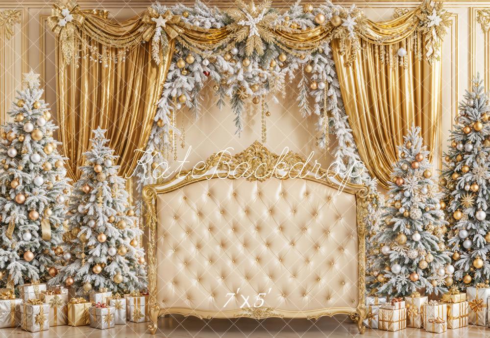Kate Weihnachten Gold Vorhang Tannenbaum Hintergrund Entworfen von Emetselch - Kate Backdrop.de