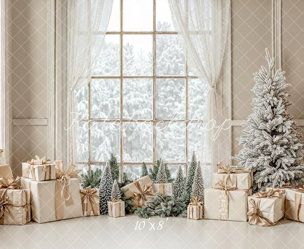 Kate Weihnachten Geschenke Fenster Winterwald Fleece Hintergrund Entworfen von Emetselch - Kate Backdrop.de
