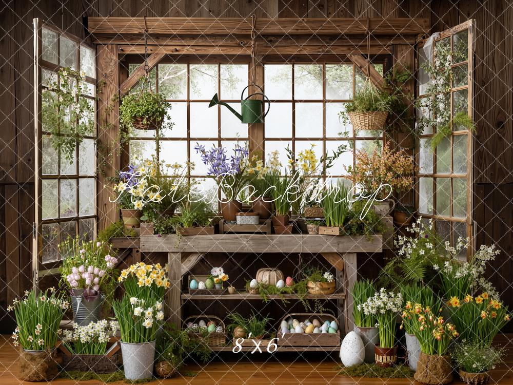 Kate Ostern Blumen Fenster Holz Hintergrund Entworfen von Emetselch