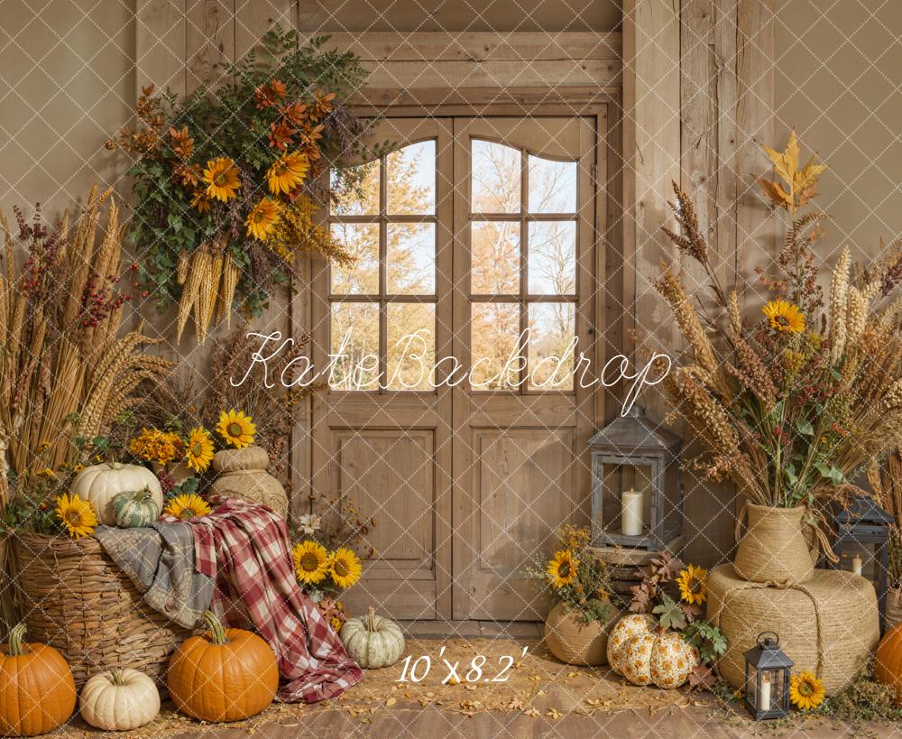 Kate Herbst Kürbis Sonnenblumen Rustikal Hintergrund Entworfen von Emetselch - Kate Backdrop.de
