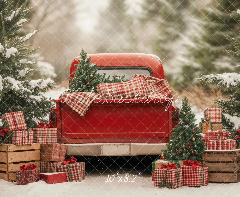 Kate Weihnachten Truck Geschenke Winterwald Hintergrund Entworfen von Emetselch - Kate Backdrop.de