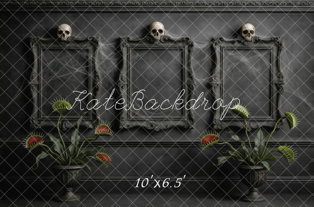 Kate Halloween Schädel Spinnweben Gothic Hintergrund Entworfen von Mini MakeBelieve - Kate Backdrop.de