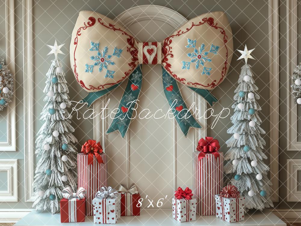 Kate Weihnachten Schleife Geschenkboxen Pastell Hintergrund Entworfen von Mini MakeBelieve - Kate Backdrop.de