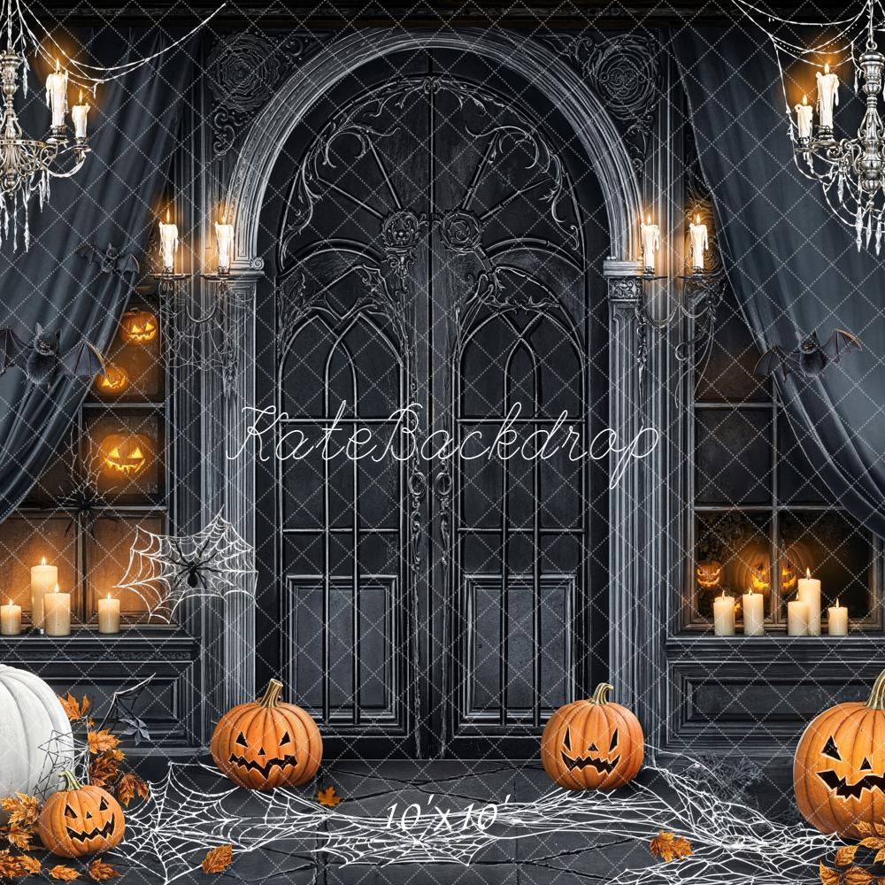 Kate Halloween Kürbisse Spinnweben Dunkel Hintergrund Entworfen von Chain - Kate Backdrop.de