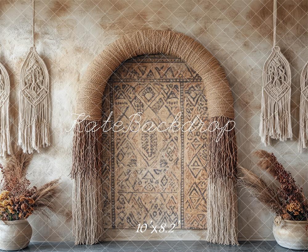 Kate Boho Makramee Bogen Vintage Hintergrund Entworfen von Mini MakeBelieve - Kate Backdrop.de