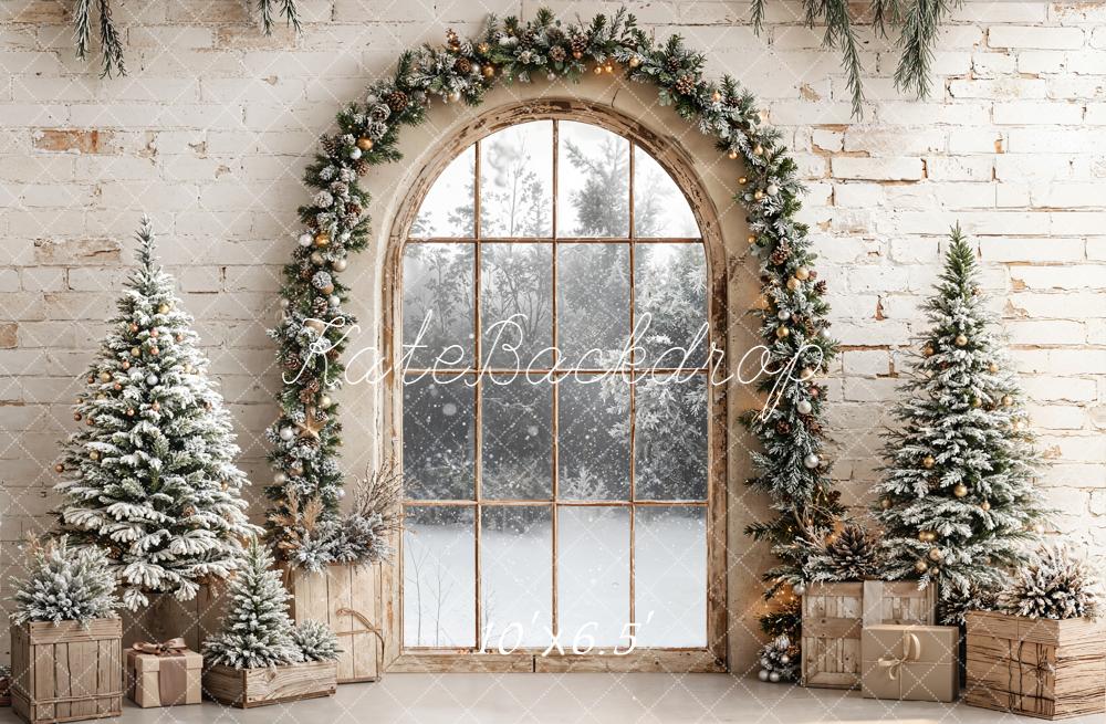 Kate Weihnachten Fenster Tannenbaum Rustikal Hintergrund Entworfen von Emetselch - Kate Backdrop.de