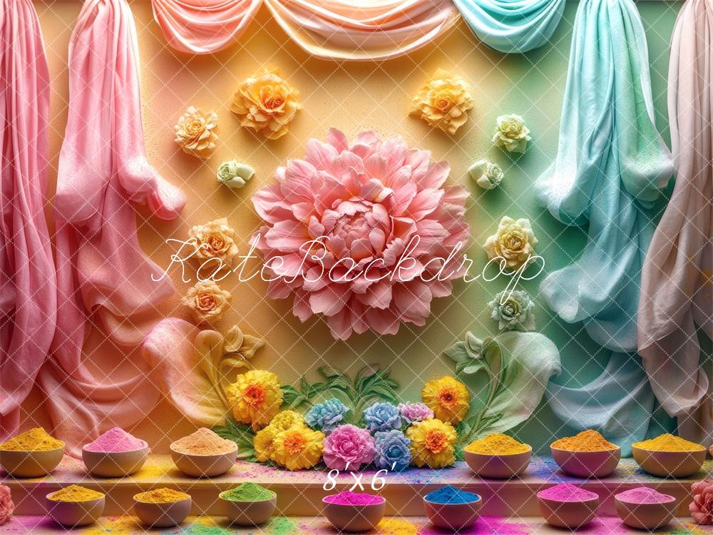 Kate Holi Blumen Farbpulver Bunt Hintergrund Entworfen von Mini MakeBelieve