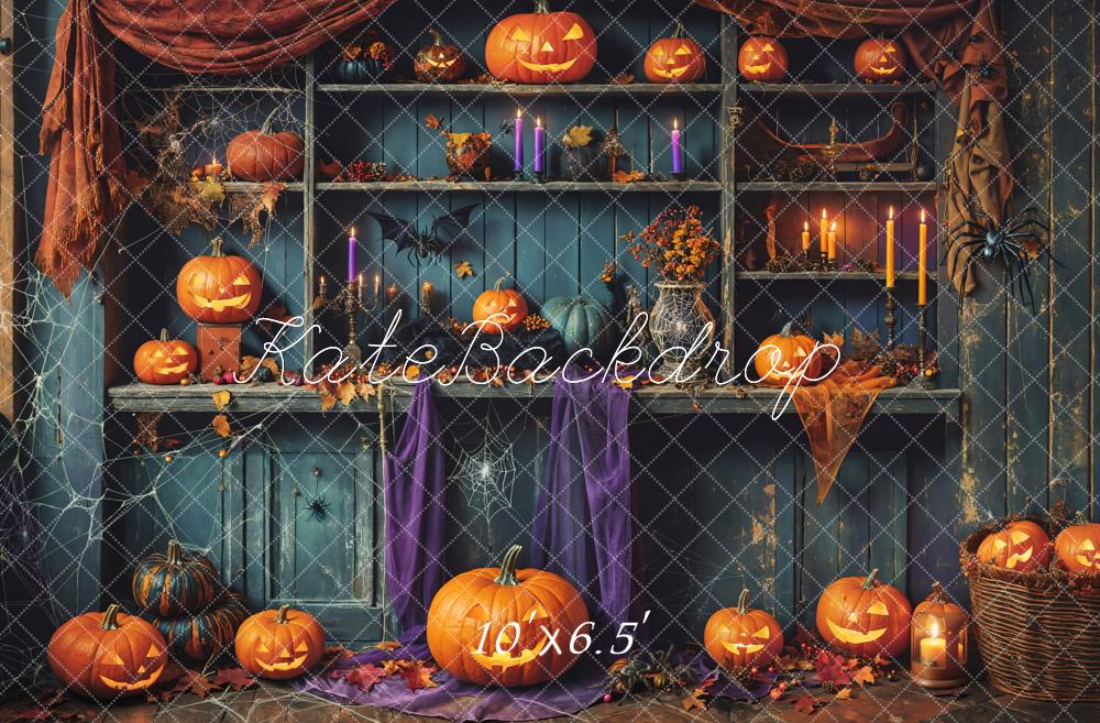 Kate Halloween Kürbisse Regal Vintage Hintergrund Entworfen von Emetselch - Kate Backdrop.de