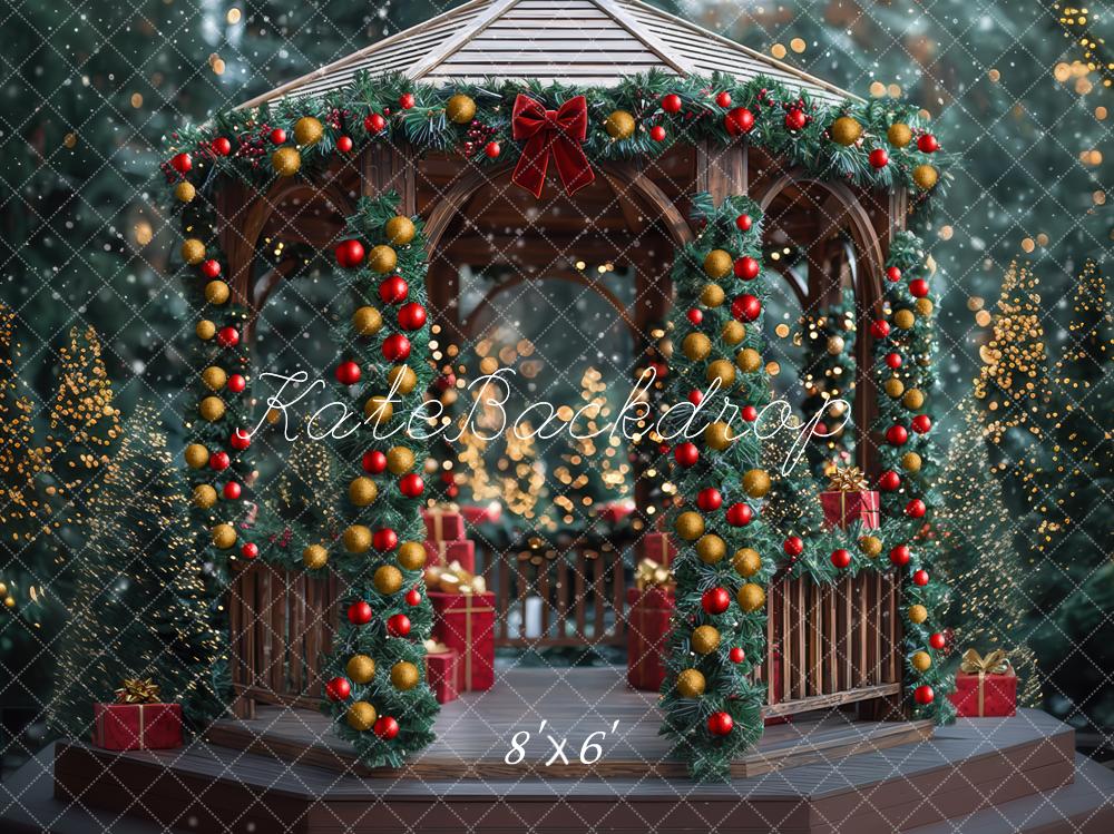 Kate Weihnachten Pavillon Girlanden Geschenkboxen Hintergrund Entworfen von Mini MakeBelieve - Kate Backdrop.de