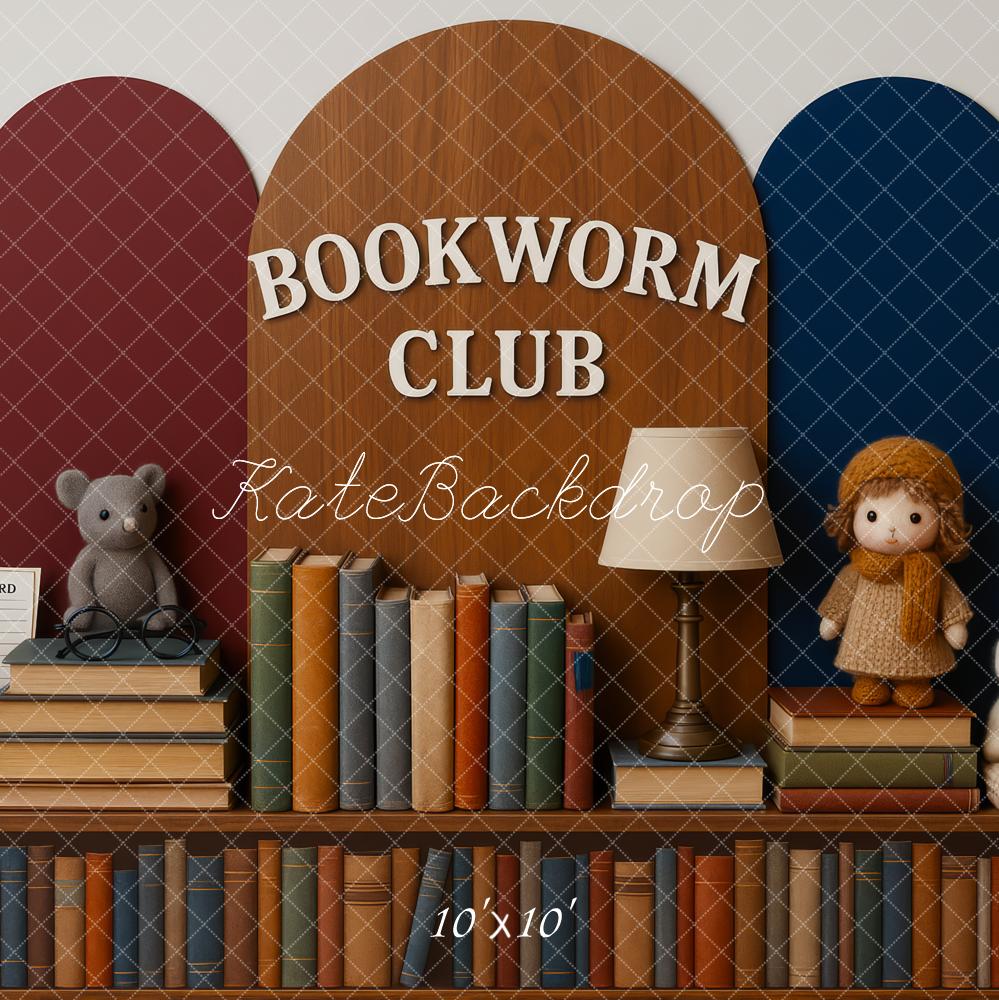Kate Bücherregal Plüschtiere Kinderzimmer Vintage Hintergrund Entworfen von Patty Roberts - Kate Backdrop.de