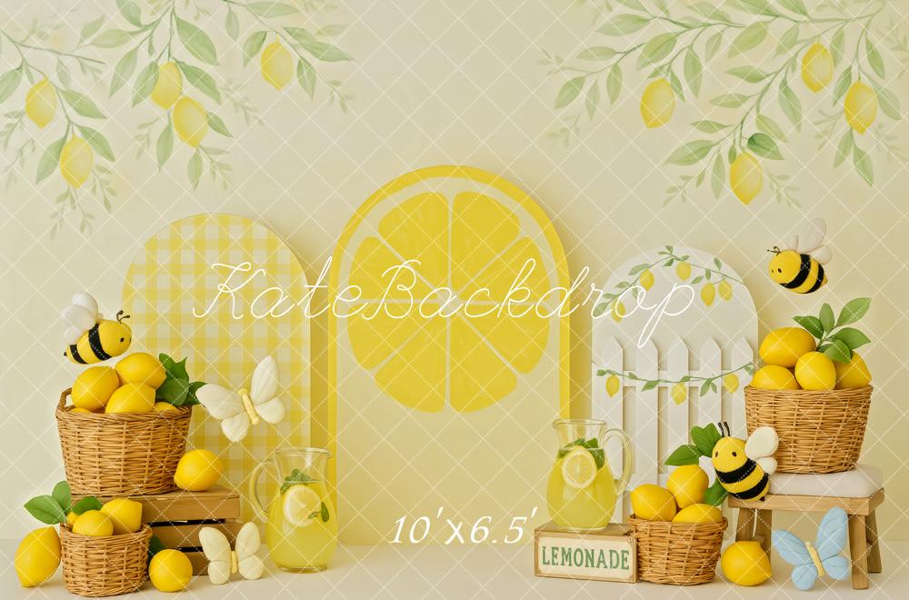 Kate Sommer Zitronen Körbe Bienen Hintergrund Entworfen von Patty Roberts - Kate Backdrop.de