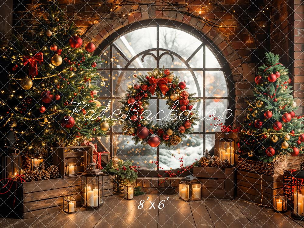Kate Weihnachten Kranz Weihnachtsbaum Rustikal Hintergrund Entworfen von Emetselch - Kate Backdrop.de