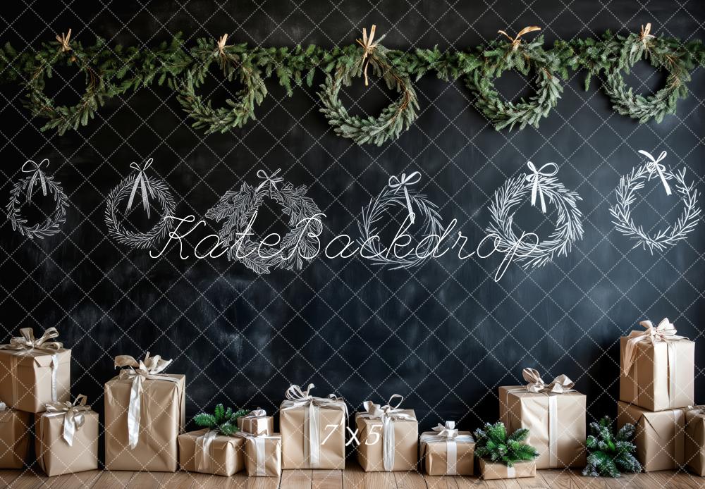 Kate Weihnachten Kränze Geschenke Tafel Hintergrund Entworfen von Patty Roberts - Kate Backdrop.de