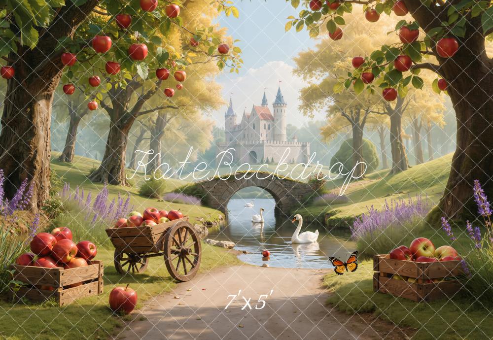 Kate Märchen Schloss Apfelbäume Sommer Hintergrund Entworfen von Emetselch - Kate Backdrop.de