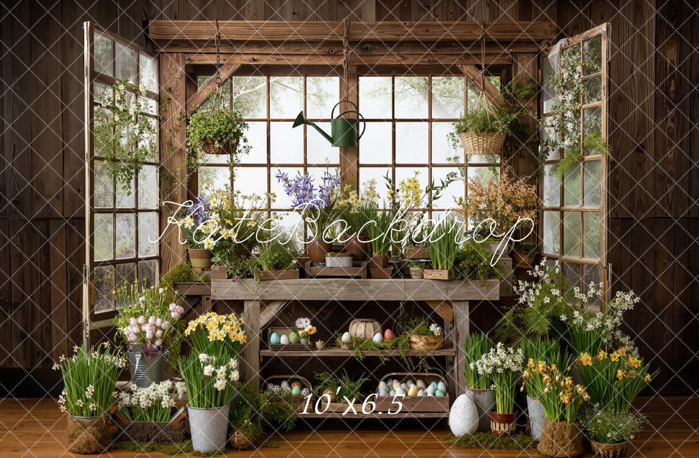 Kate Ostern Blumen Fenster Holz Hintergrund Entworfen von Emetselch