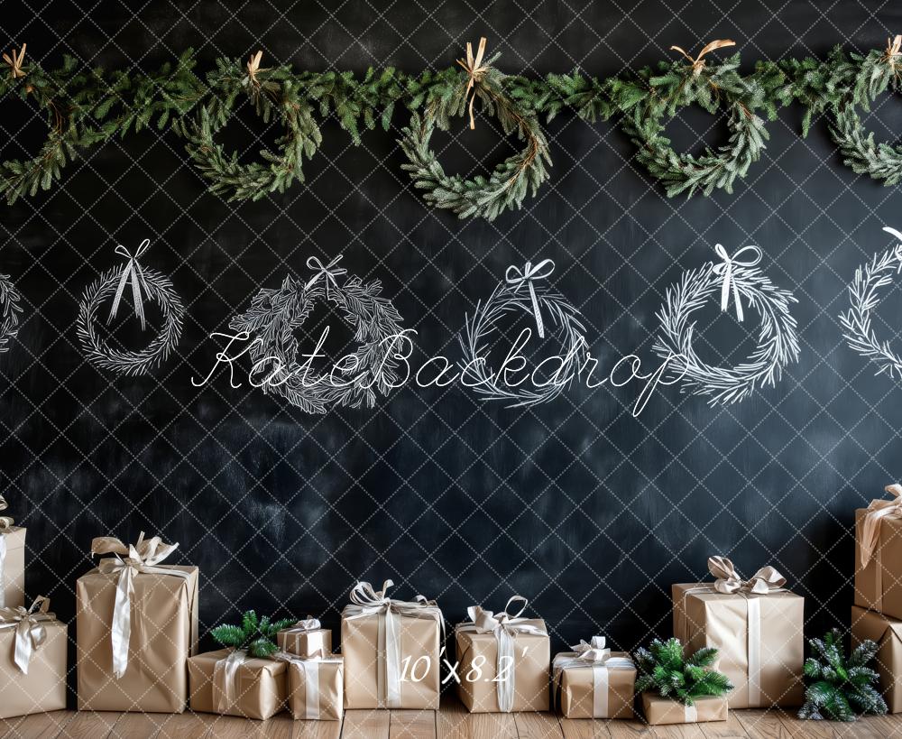 Kate Weihnachten Kränze Geschenke Tafel Hintergrund Entworfen von Patty Roberts - Kate Backdrop.de