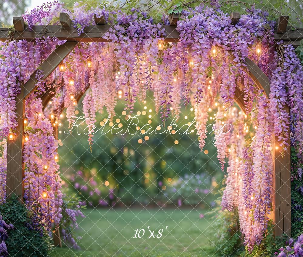 Kate Garten Blumenbogen Lichter Lila Fleece Hintergrund Entworfen von Emetselch