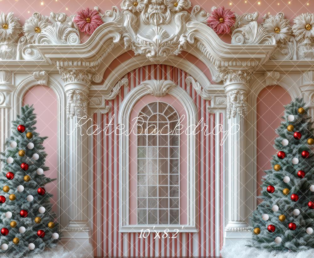 Kate Weihnachten Tannen Bäume Barock Rosa Hintergrund Entworfen von Mini MakeBelieve - Kate Backdrop.de