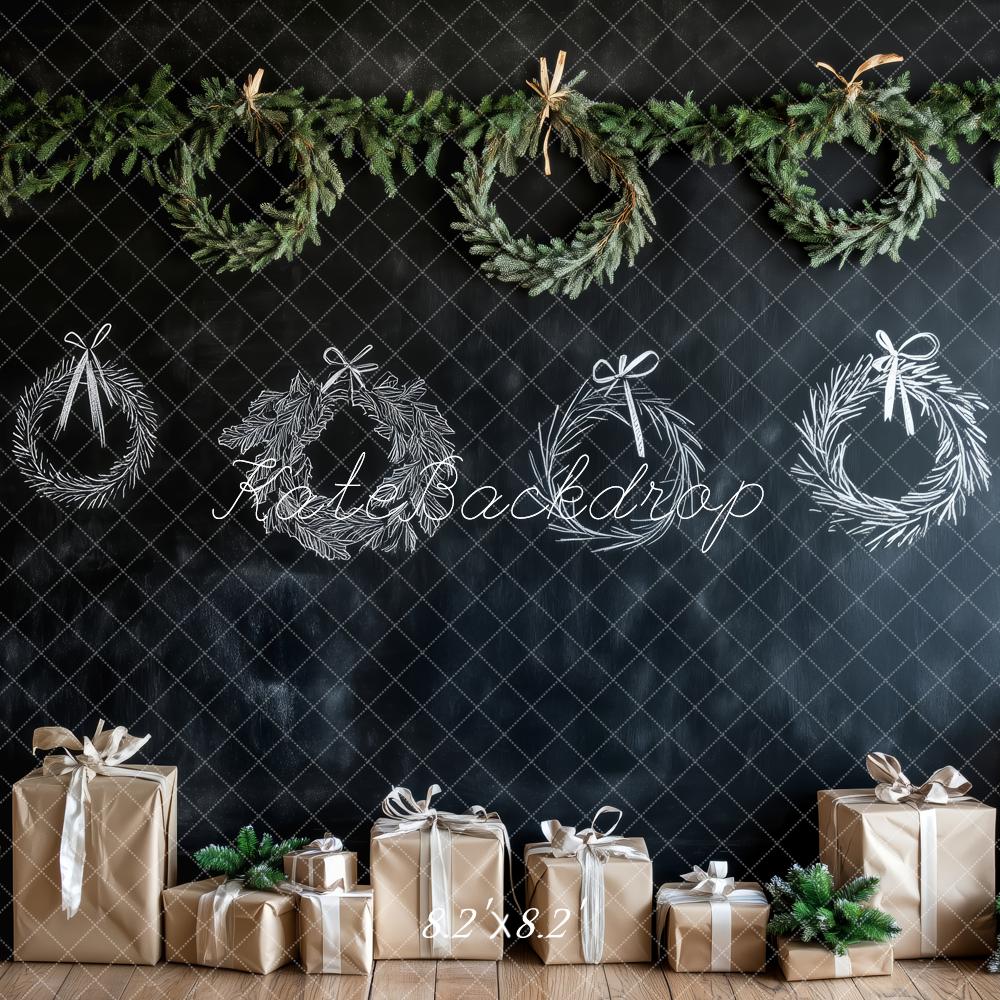 Kate Weihnachten Kränze Geschenke Tafel Hintergrund Entworfen von Patty Roberts - Kate Backdrop.de