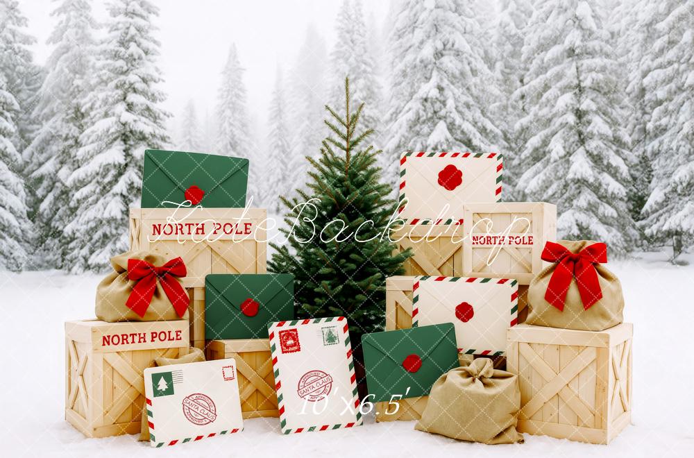 Kate Weihnachten Geschenke Kisten Schnee Hintergrund Entworfen von Patty Roberts - Kate Backdrop.de