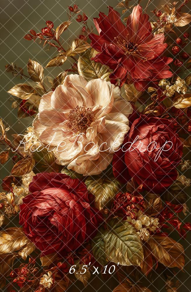 Kate Blume Rote Rosen Goldener Stil Hintergrund Entworfen von Emetselch