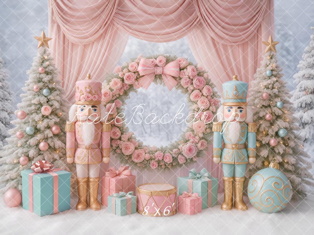 Kate Weihnachten Nussknacker Geschenke Pastell Hintergrund Entworfen von Ashley Paul - Kate Backdrop.de