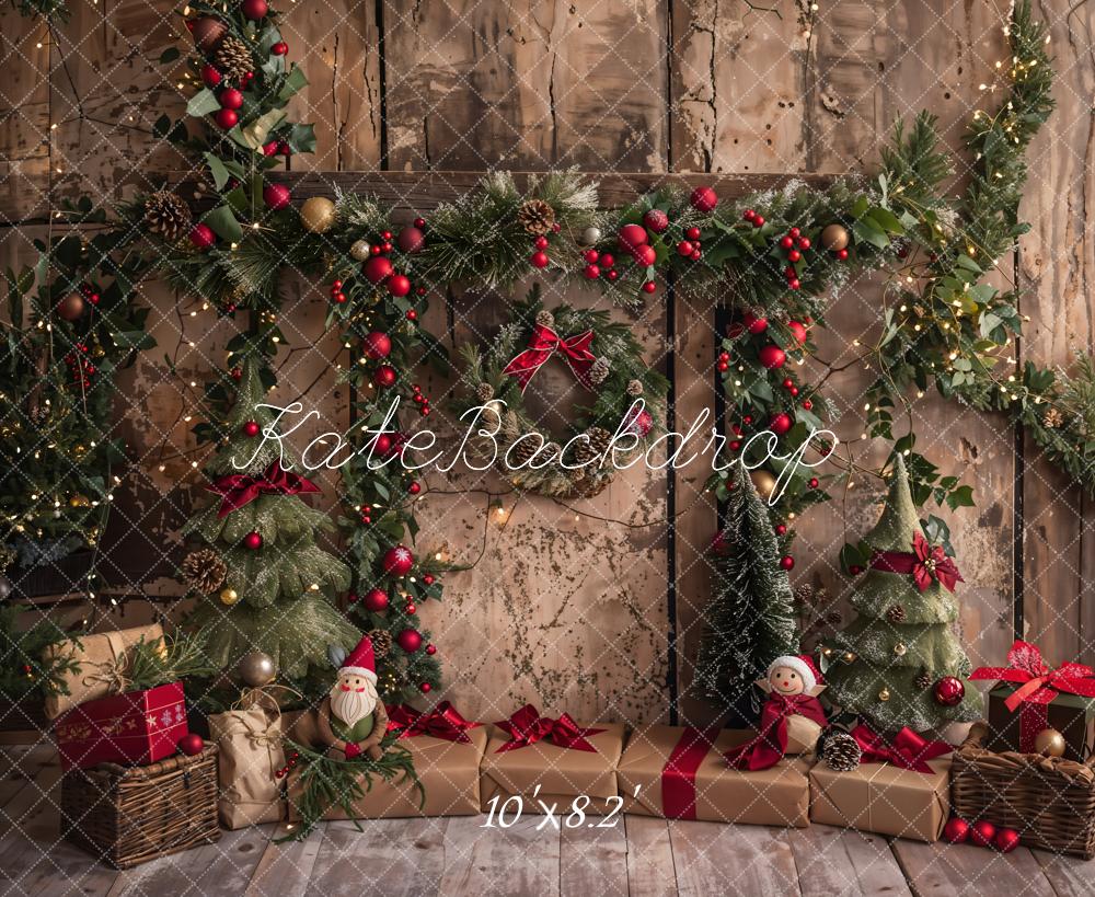 Kate Weihnachten Geschenke Kranz Rustikal Hintergrund Entworfen von Emetselch