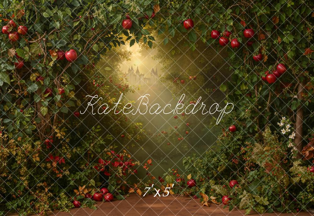 Kate Märchenwald Apfelrot Laub Sonnenstrahlen Hintergrund Entworfen von Emetselch - Kate Backdrop.de
