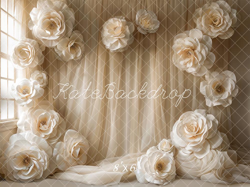 Kate Hochzeit Große Blumen Cream Hintergrund Entworfen von Emetselch - Kate Backdrop.de