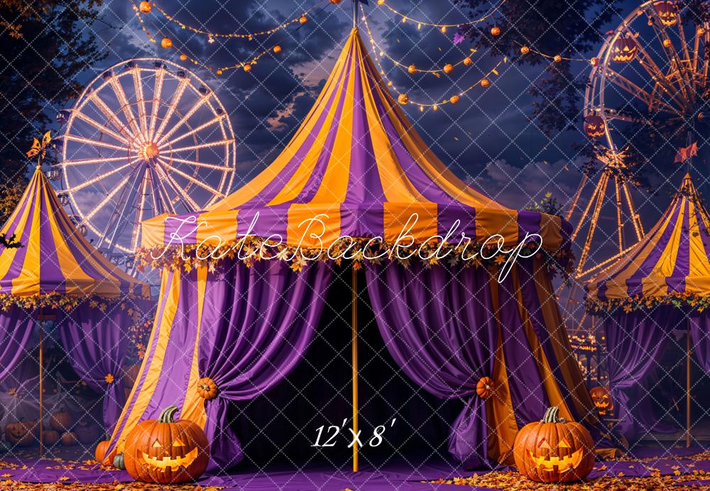 Kate Halloween Zirkus Kürbisse Lichter Fleece Hintergrund Entworfen von Emetselch - Kate Backdrop.de