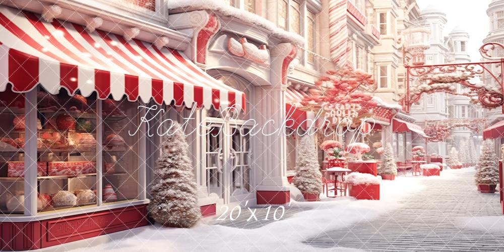 Kate Weihnachten Schnee Stadt Rot Weiß Hintergrund Entworfen von Emetselch - Kate Backdrop.de