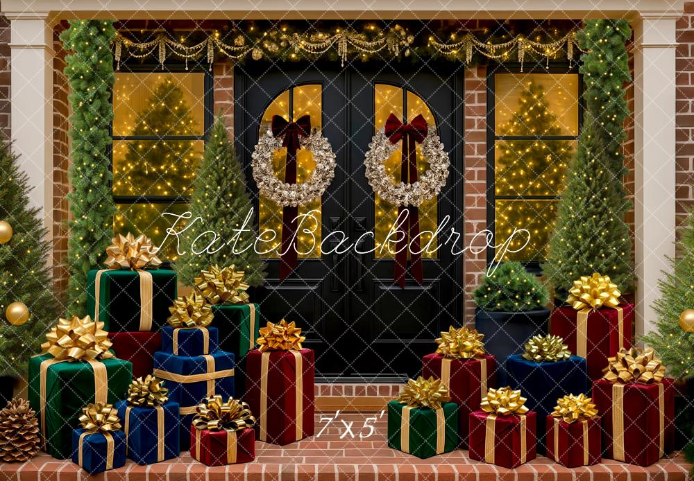 Kate Weihnachten Geschenke Tür Girlande Hintergrund Entworfen von Mini MakeBelieve - Kate Backdrop.de