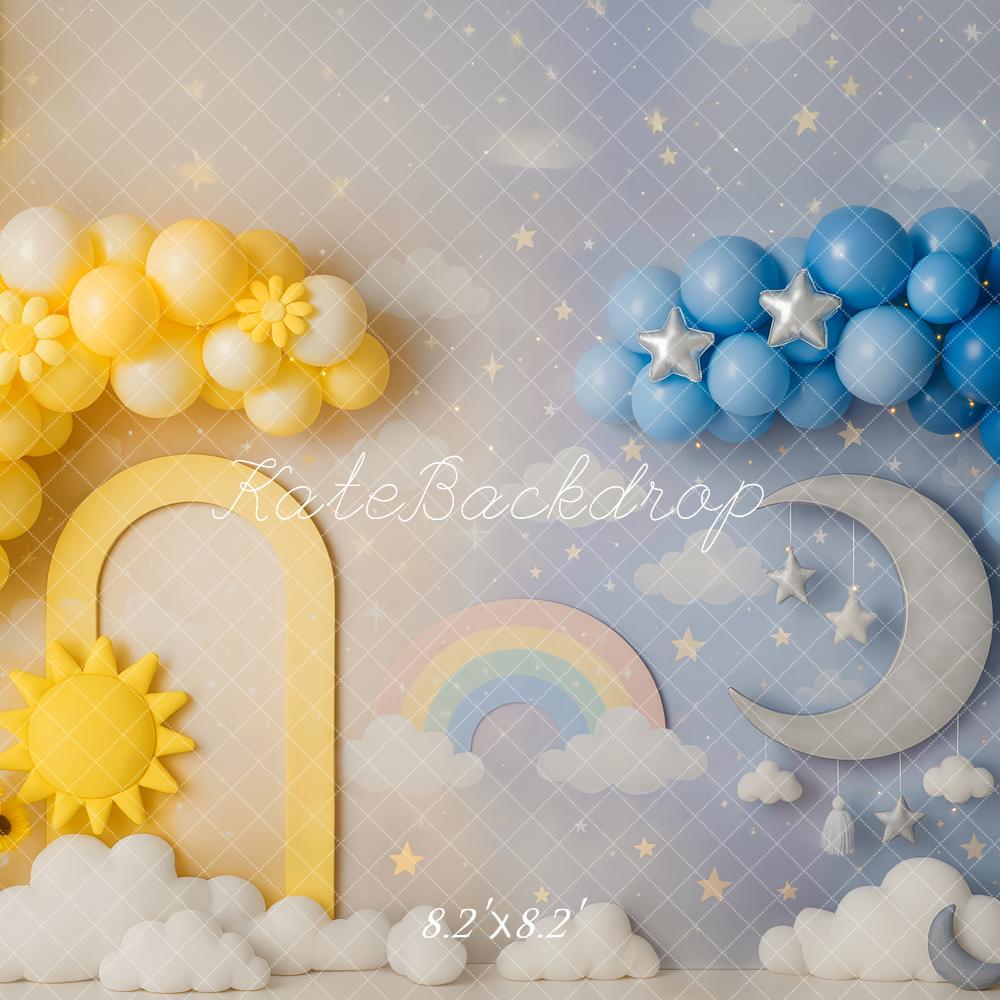 Kate Sonne Mond Regenbogen Ballon Hintergrund Entworfen von Patty Roberts - Kate Backdrop.de