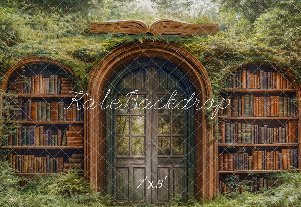 Kate Märchenwald Bücherregal Tür Grün Hintergrund Entworfen von Emetselch