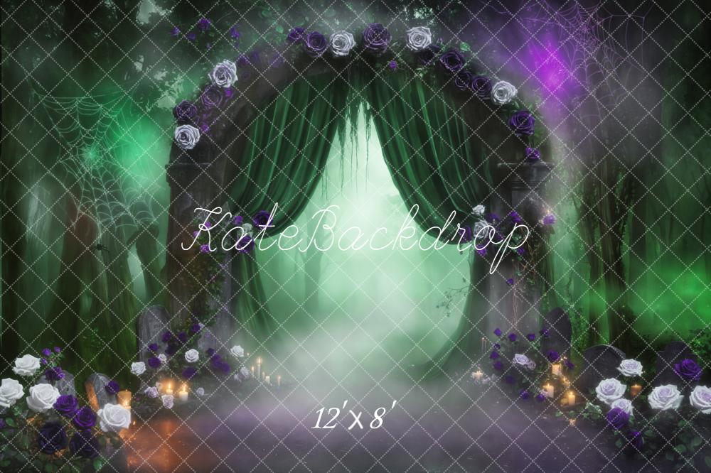 Kate Halloween Torbogen Blumen Nebel Hintergrund Entworfen von Emetselch - Kate Backdrop.de