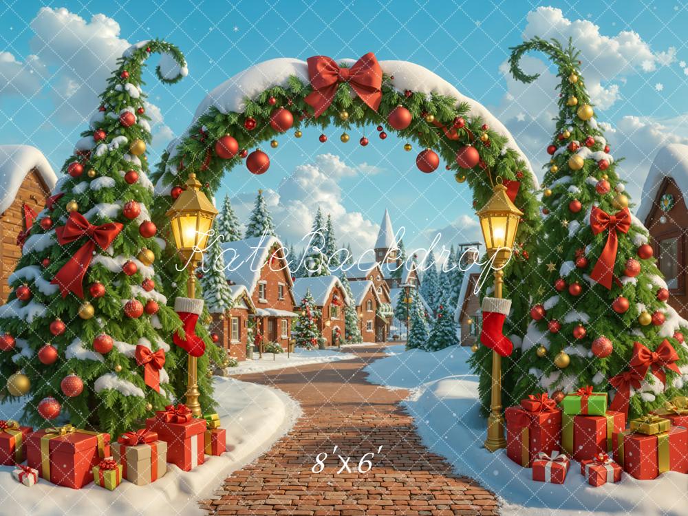 Kate Weihnachten Dorf Geschenke Schnee Hintergrund Entworfen von Emetselch - Kate Backdrop.de