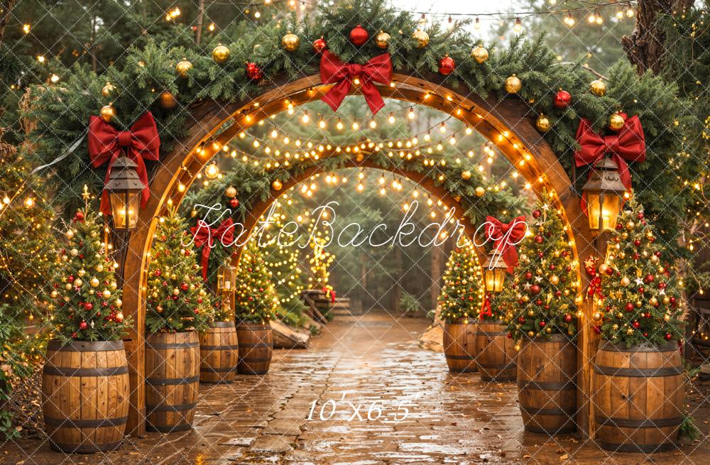 Kate Weihnachten Bogen Lichter Tannen Hintergrund Entworfen von Emetselch - Kate Backdrop.de
