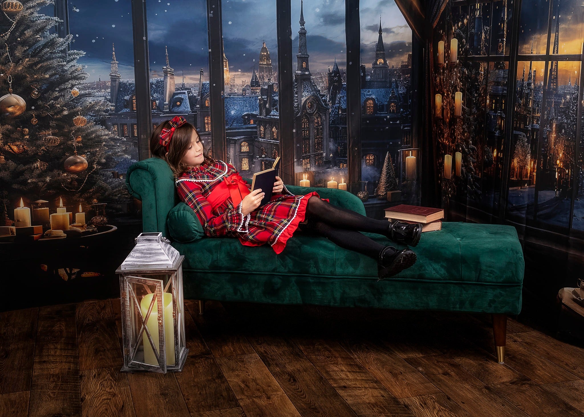 Kate Weihnachten Snowy Town Outwindow in Night Candle Zimmer Set (8ftx8ft&10ftx8ft&8ftx10ft) - Kate Backdrop.de