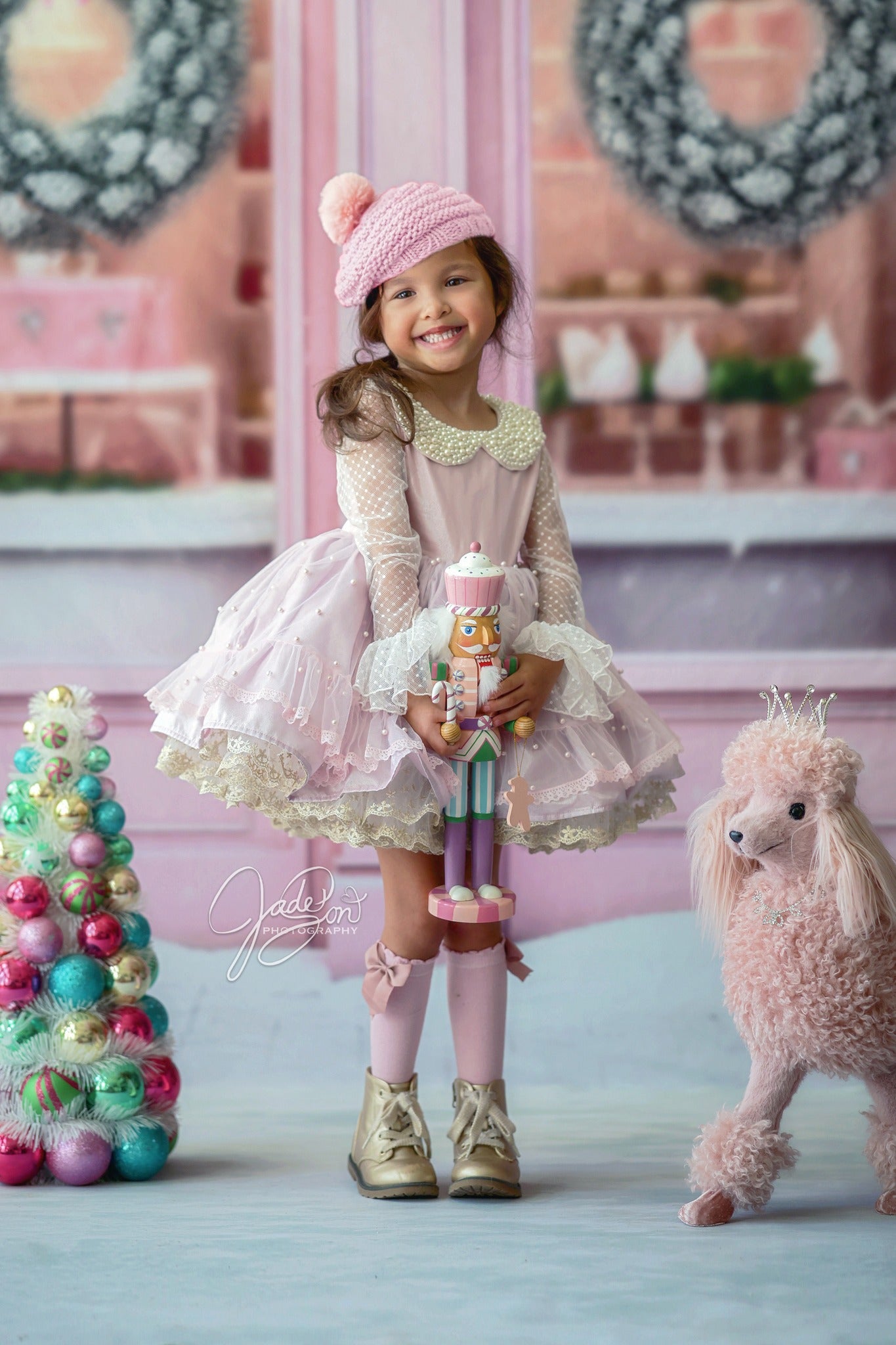 Kate Weihnachten Rosa Store Haus Tür Hintergrund von Chain Photography - Kate Backdrop.de