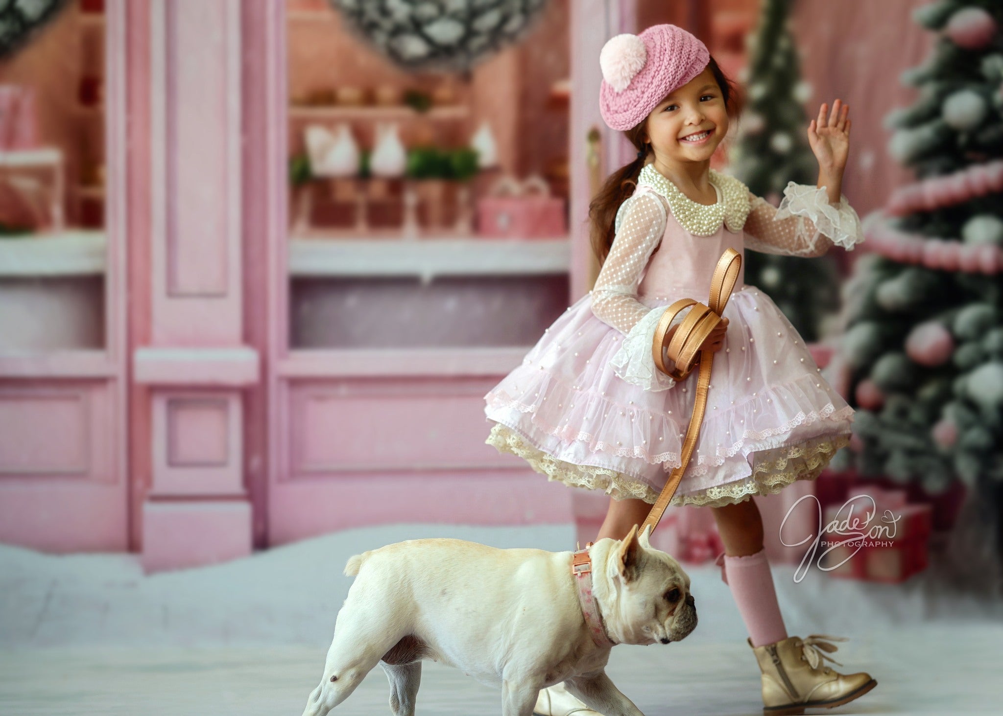 Kate Weihnachten Rosa Store Haus Tür Hintergrund von Chain Photography - Kate Backdrop.de