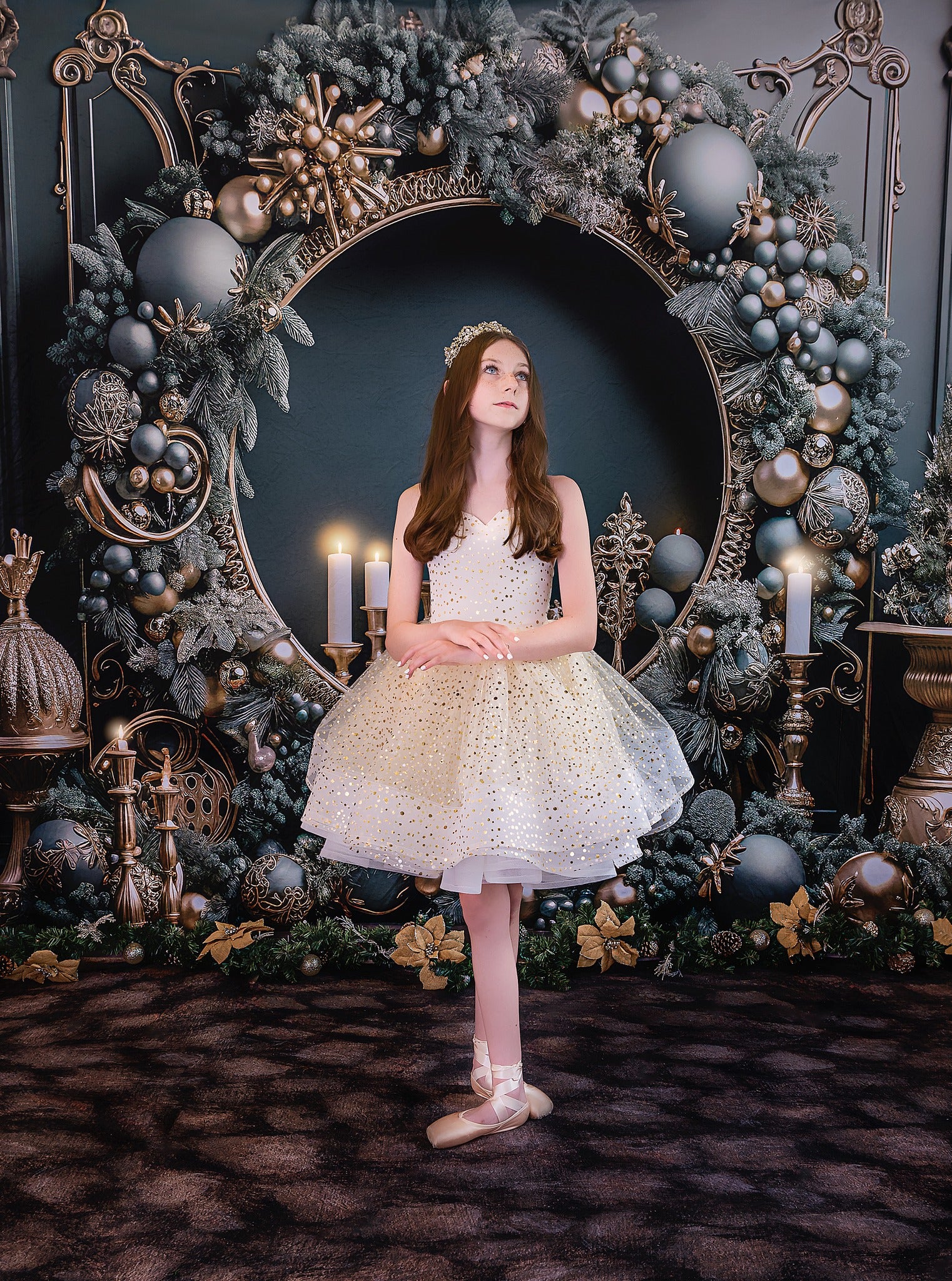 Kate Weihnachten Vintage Grün Wand Großer Kranz Hintergrund von Emetselch - Kate Backdrop.de