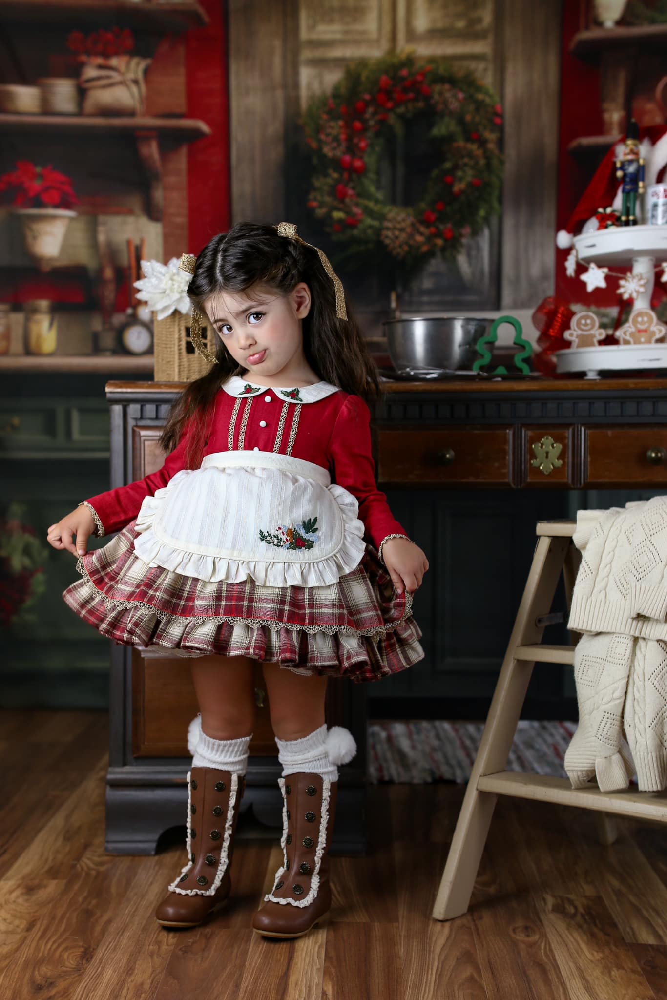 Kate Rot und Grün Weihnachten Küche Hintergrund von Mandy Ringe Fotograf - Kate Backdrop.de