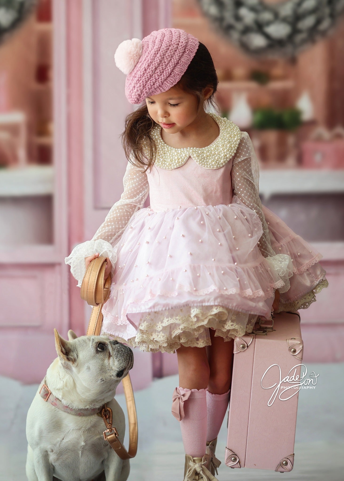 Kate Weihnachten Rosa Store Haus Tür Hintergrund von Chain Photography - Kate Backdrop.de