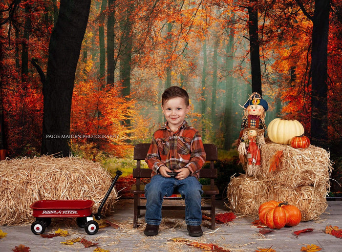 Kate Herbst Wald Mit Ahorn Und Grünes Gras für Fotografie - Kate Backdrop.de