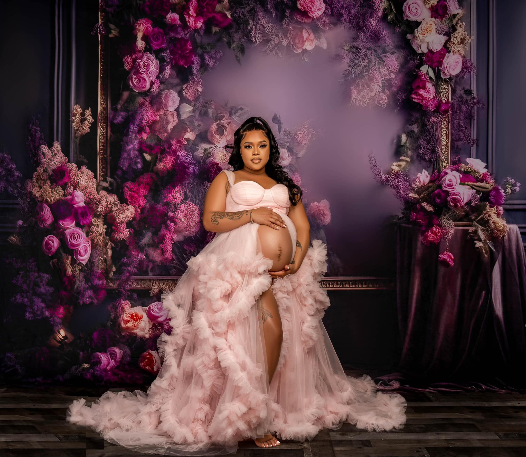 Kate Painterly Fine Art Purple Floral Zimmer Geburtstag Hochzeit Feier Hintergrund von Mini MakeBelieve - Kate Backdrop.de