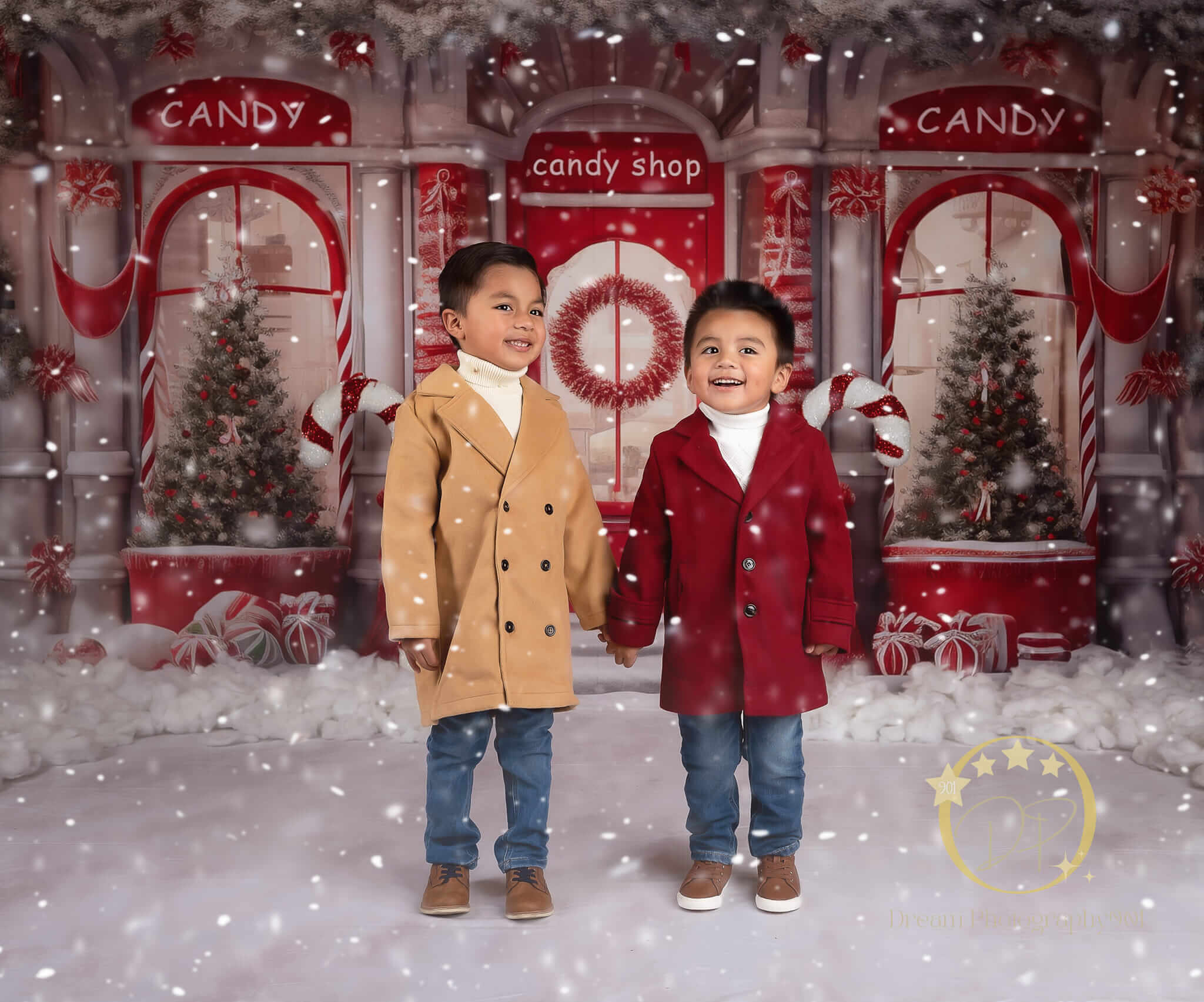 Kate Weihnachten Rot Süßigkeiten Shop Hintergrund von Chain Photography - Kate Backdrop.de